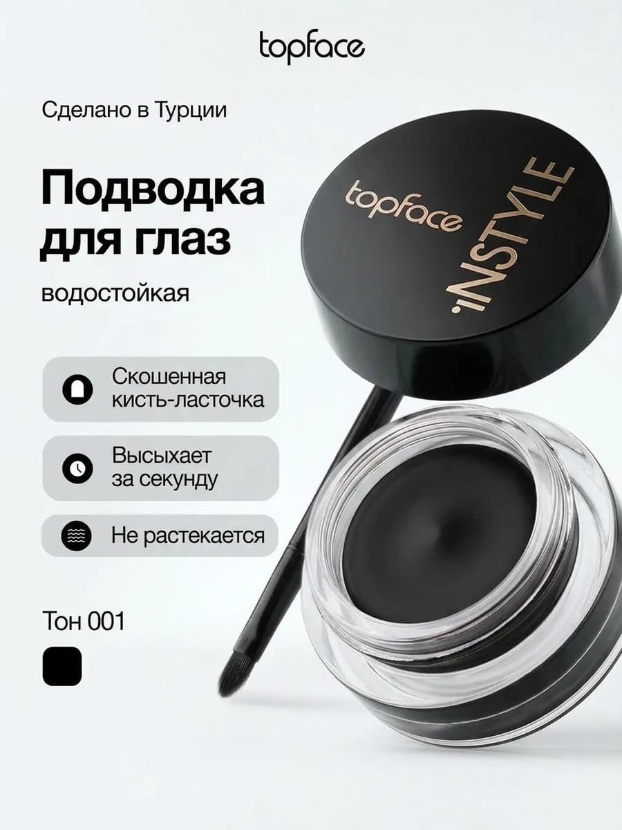 Водостойкая жидкая подводка черная для глаз