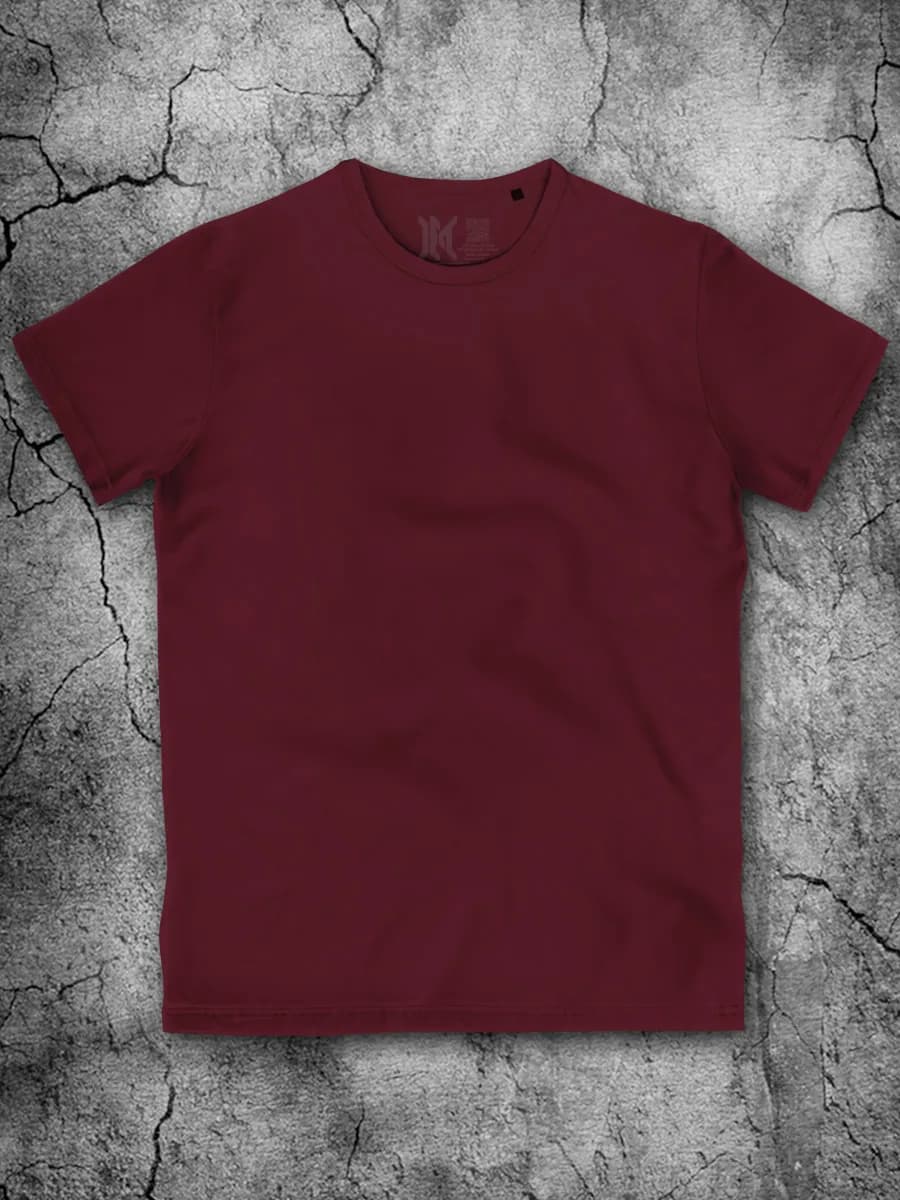 Футболка мужская бордовая однотонная хлопок без рисунка