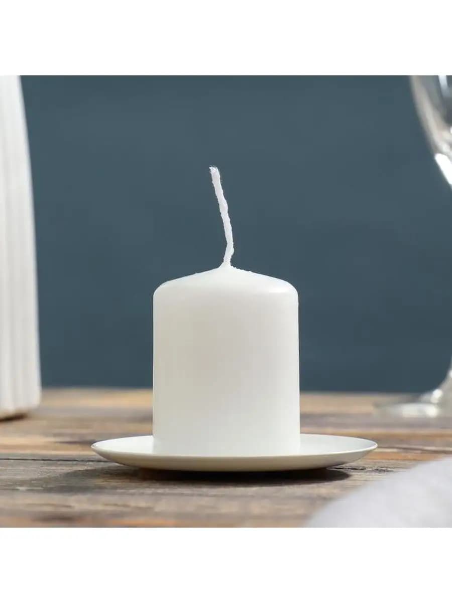 Подсвечник металл "Тарелка", 7,6 см, белый