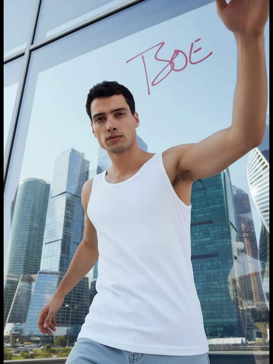 Плотная белая майка из хлопка