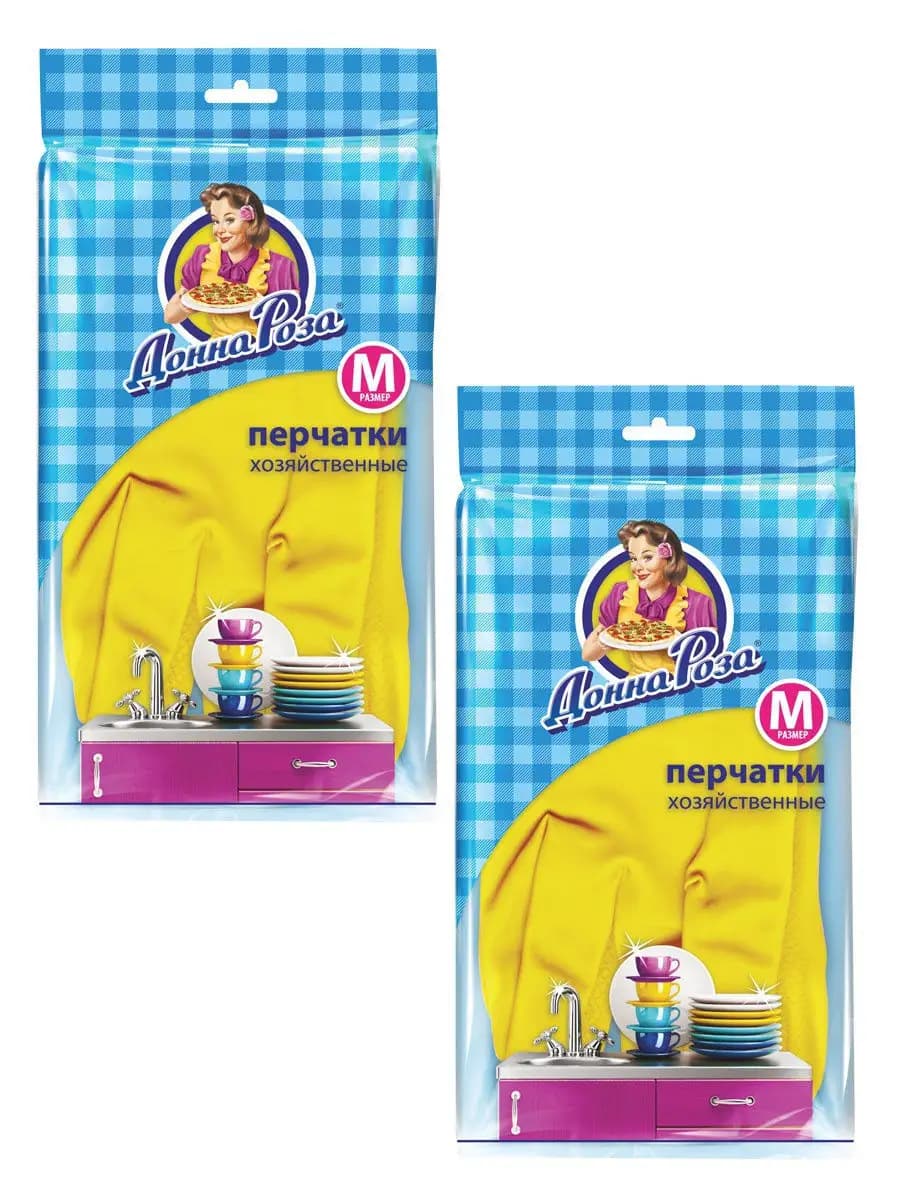 Дона Роза перчатки хозяйственные (M) из латекса с хлопковым…