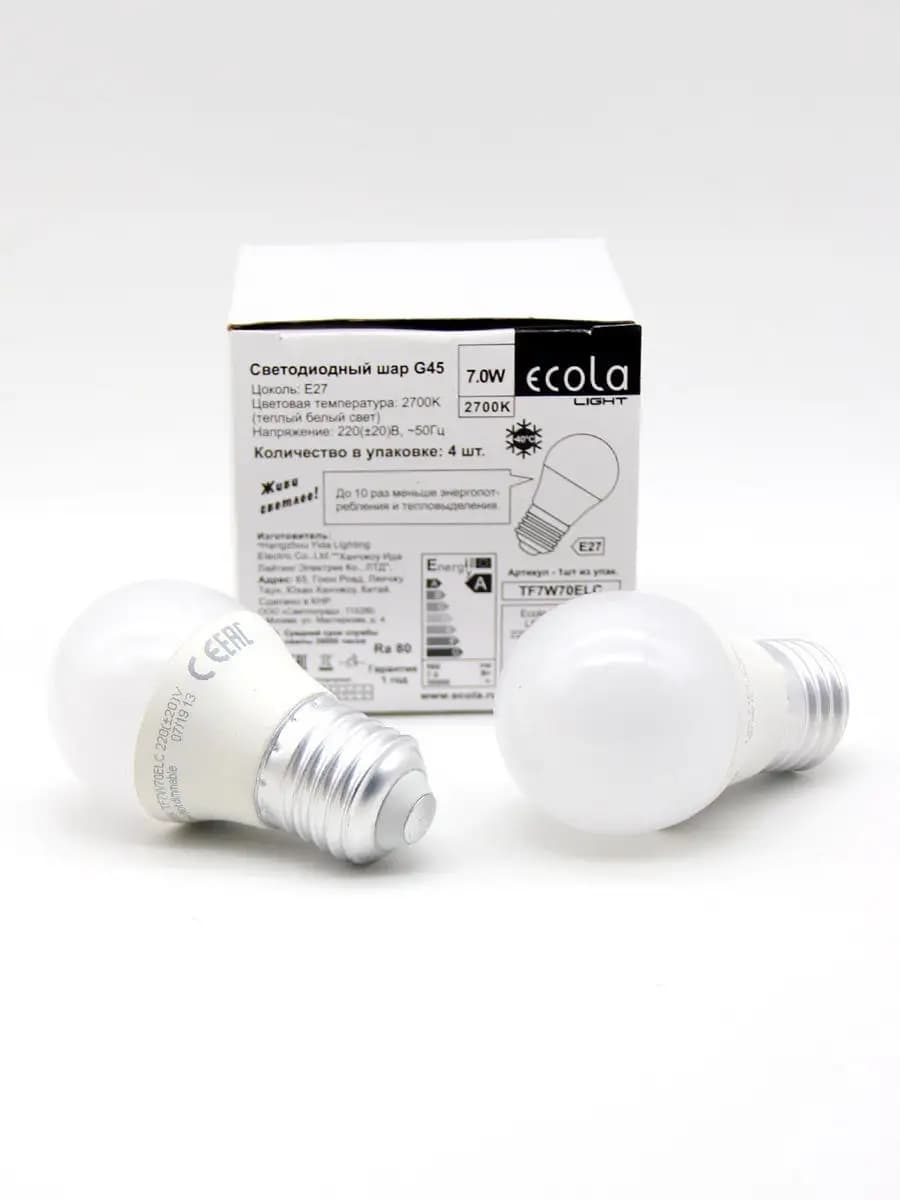 Лампы светодиодные led 7Вт G45 E27 2700K теплый свет