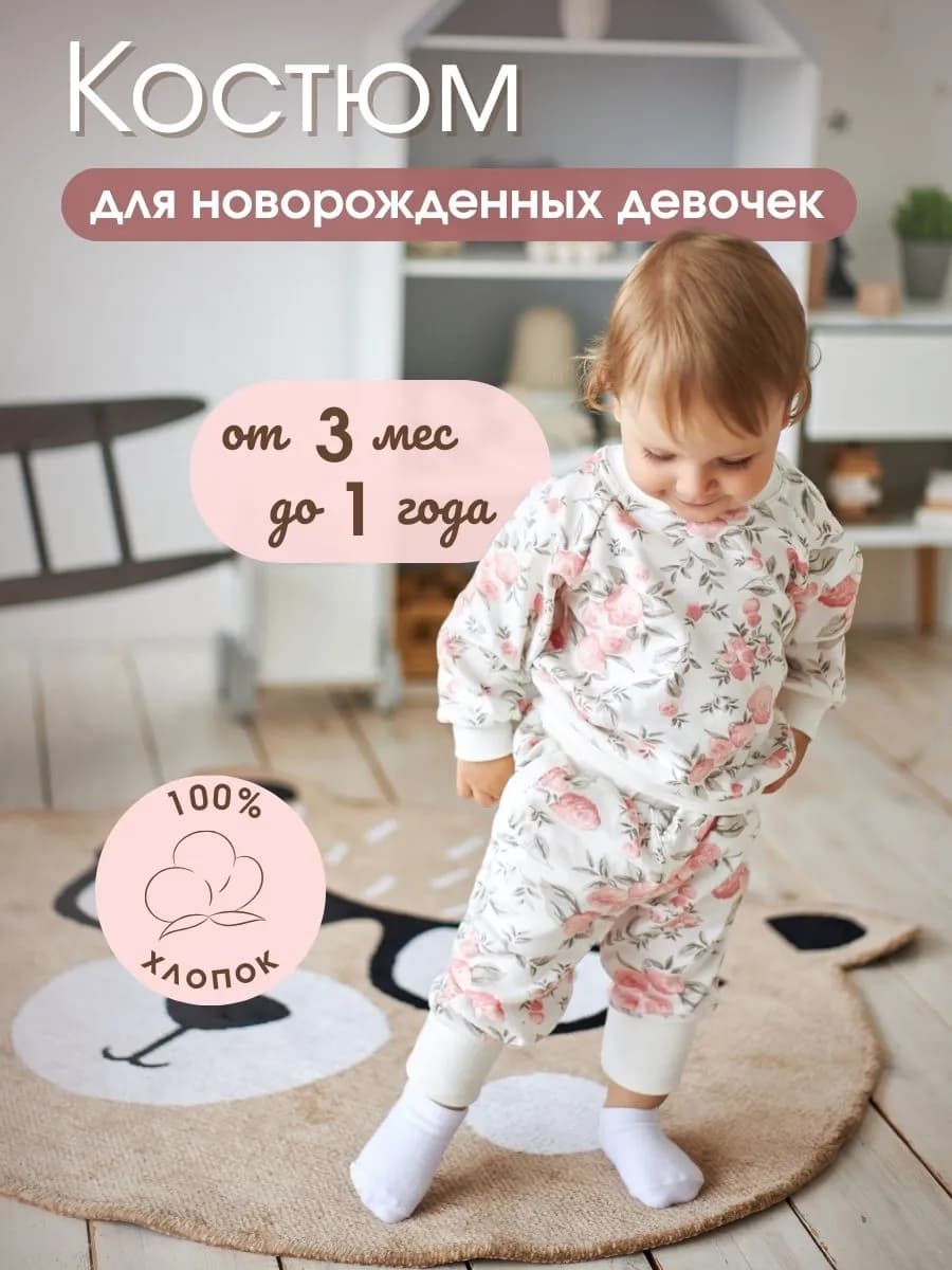 Костюм для новорожденной из хлопка