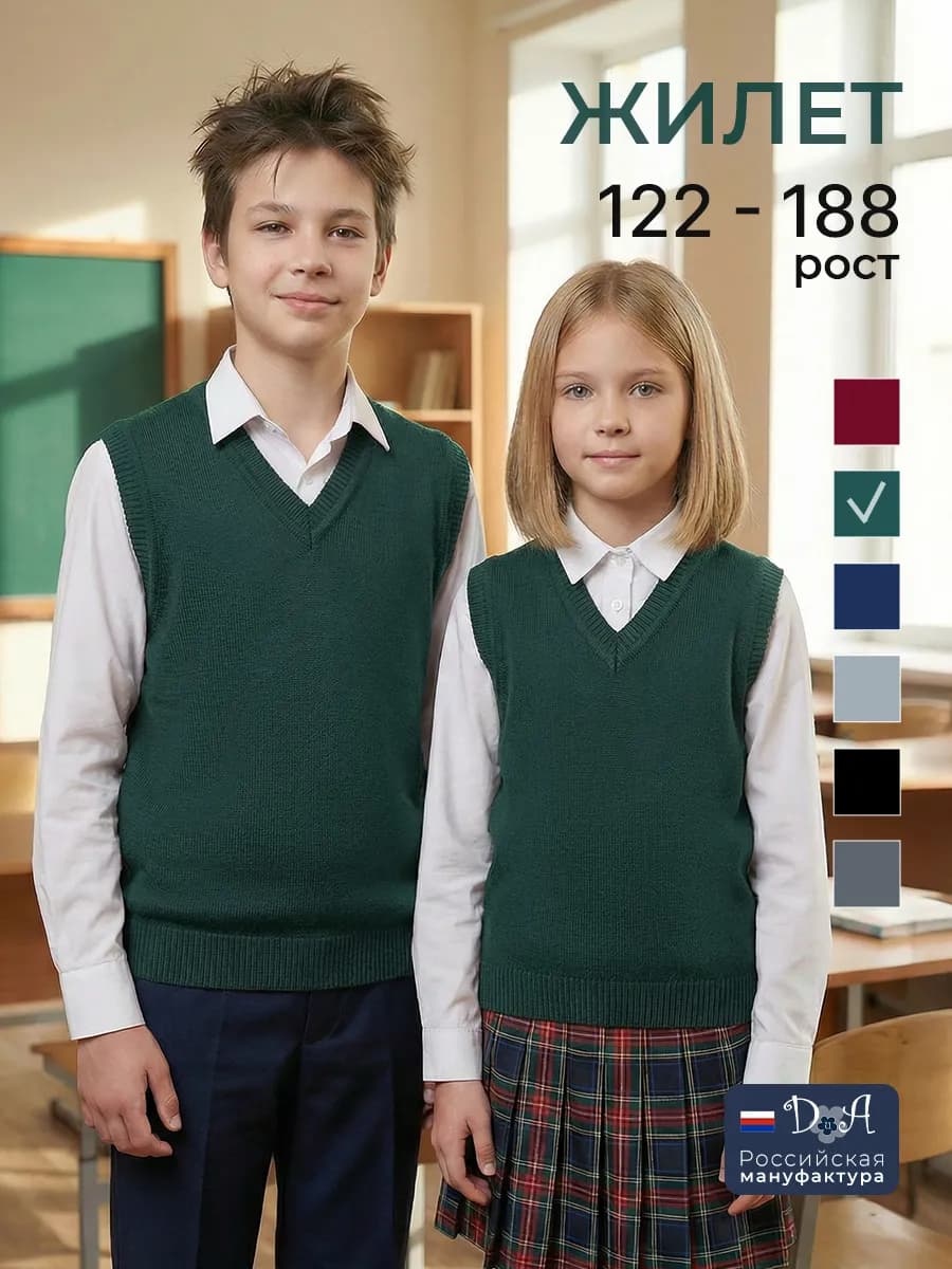 Жилет школьный трикотажный для детей и подростков