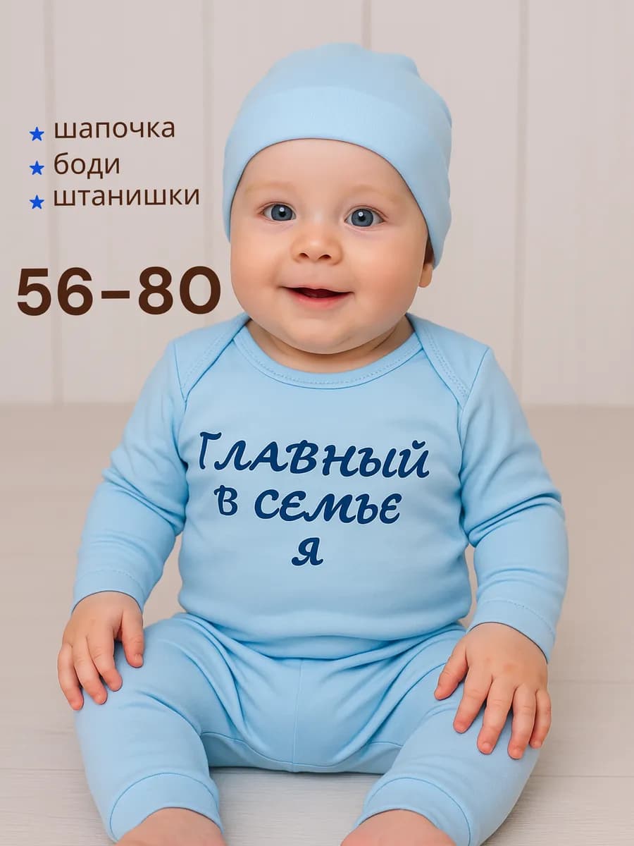 Комплект на выписку новорожденного детский набор боди