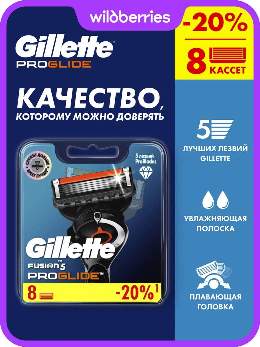 Кассеты для бритья сменные лезвия бритвы Fusion 5 ProGlide 8