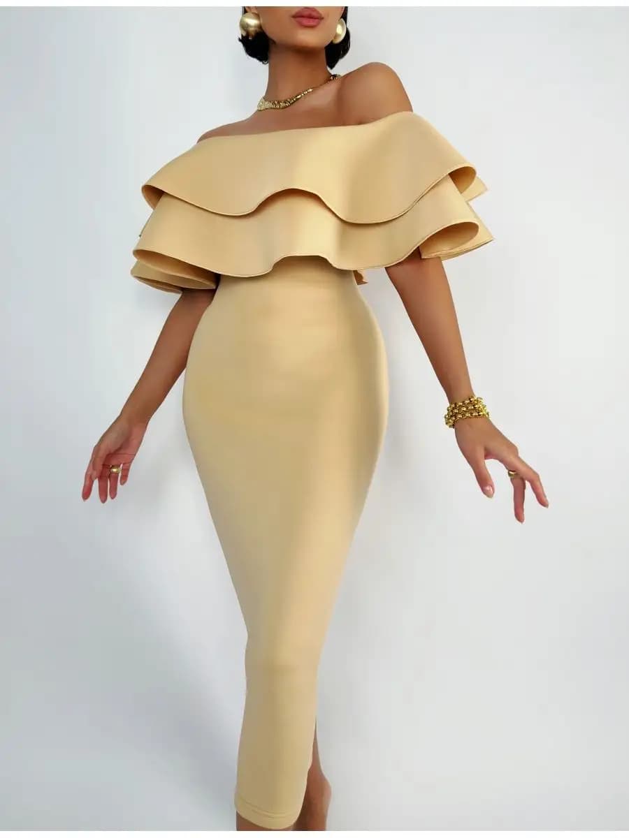 Платье вечернее праздничное с открытыми плечами