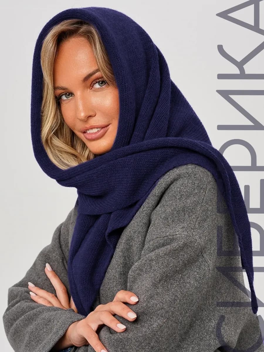 Косынка платок вязаный шерстяной на шею и голову