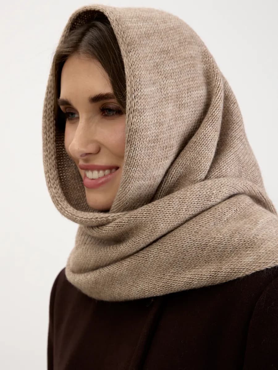 Косынка платок шарф вязанная шерстянная зимняя