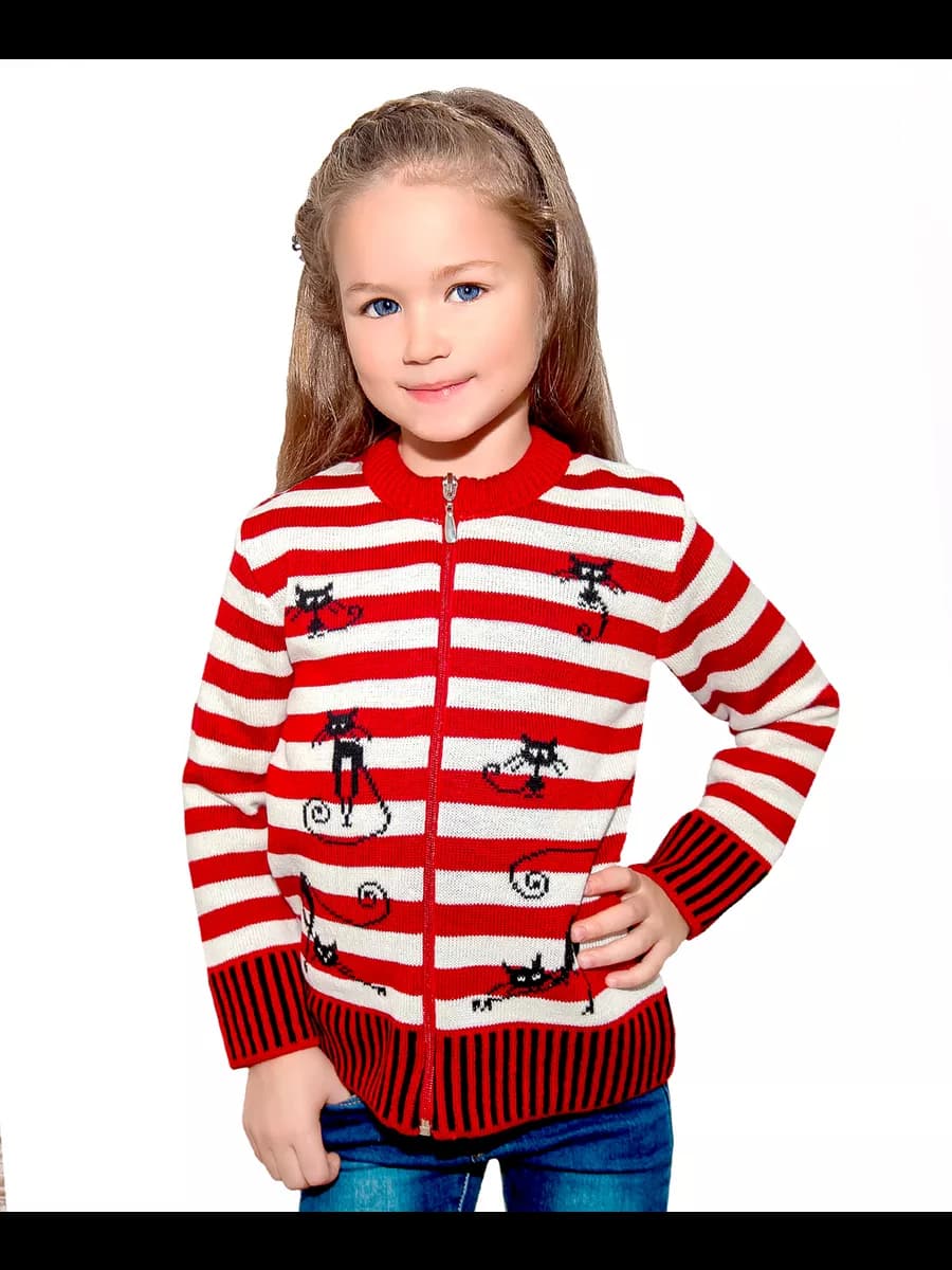 Теплая вязаная кофта на молнии