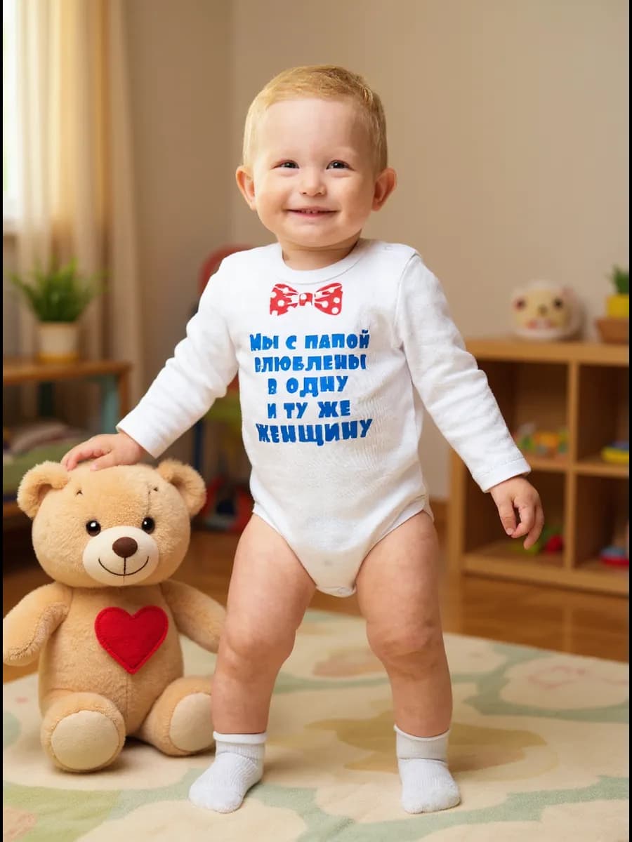 Боди белый "Мы с папой влюблены"