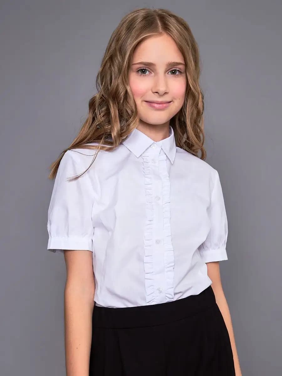 Блузка школьная хлопковая с рюшей