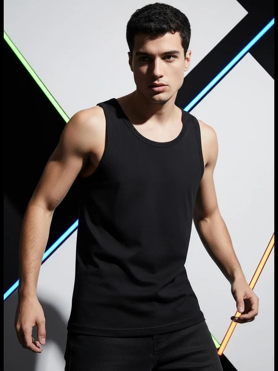 Черная плотная майка из хлопка