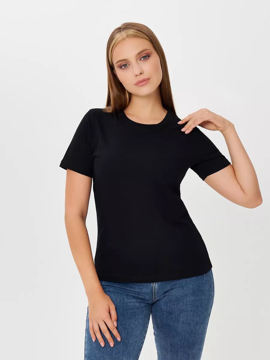 Футболка черная однотонная хлопок