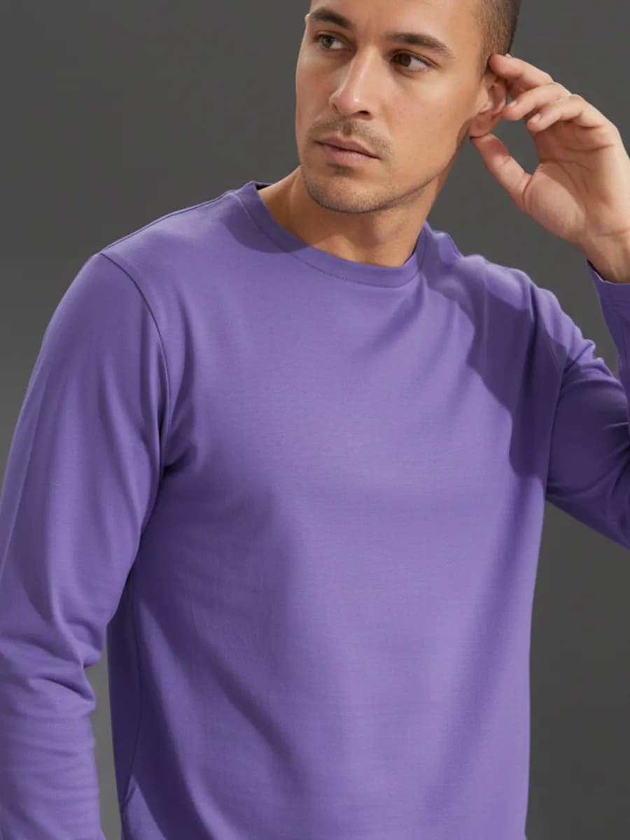 Лонгслив фиолетовый футболка с длинным рукавом хлопок