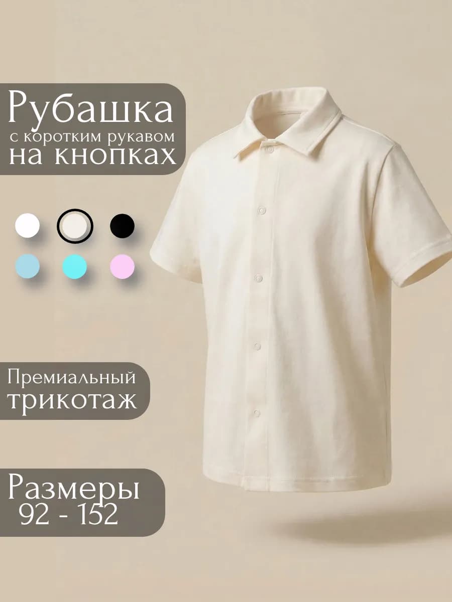 Рубашка трикотажная с коротким рукавом на кнопках
