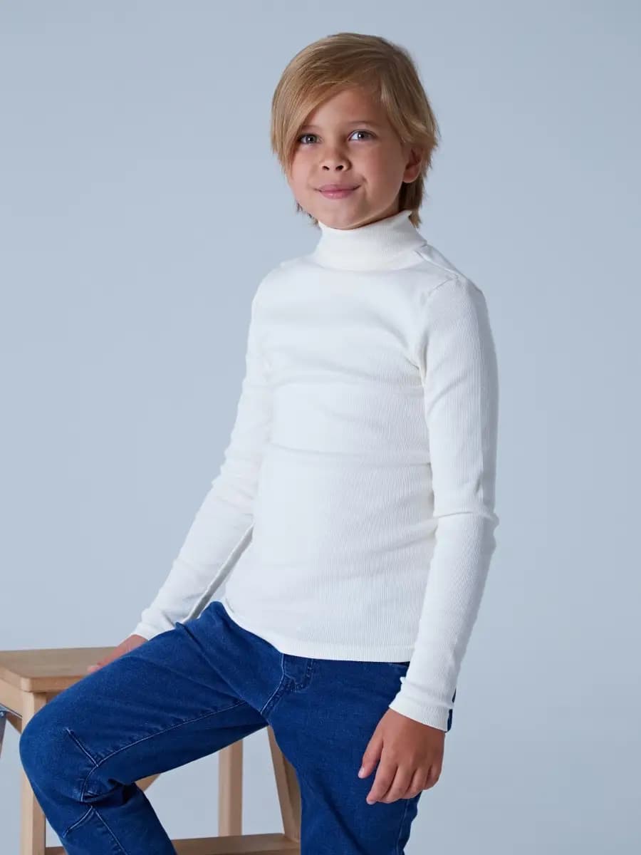 Водолазка детская школьная для мальчика в рубчик хлопок