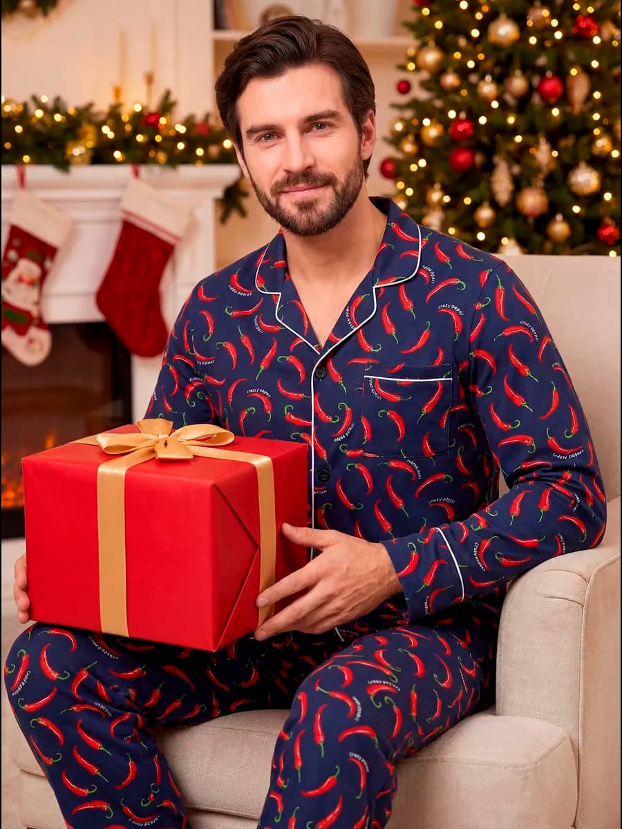 Пижама со штанами и рубашкой хлопок перец