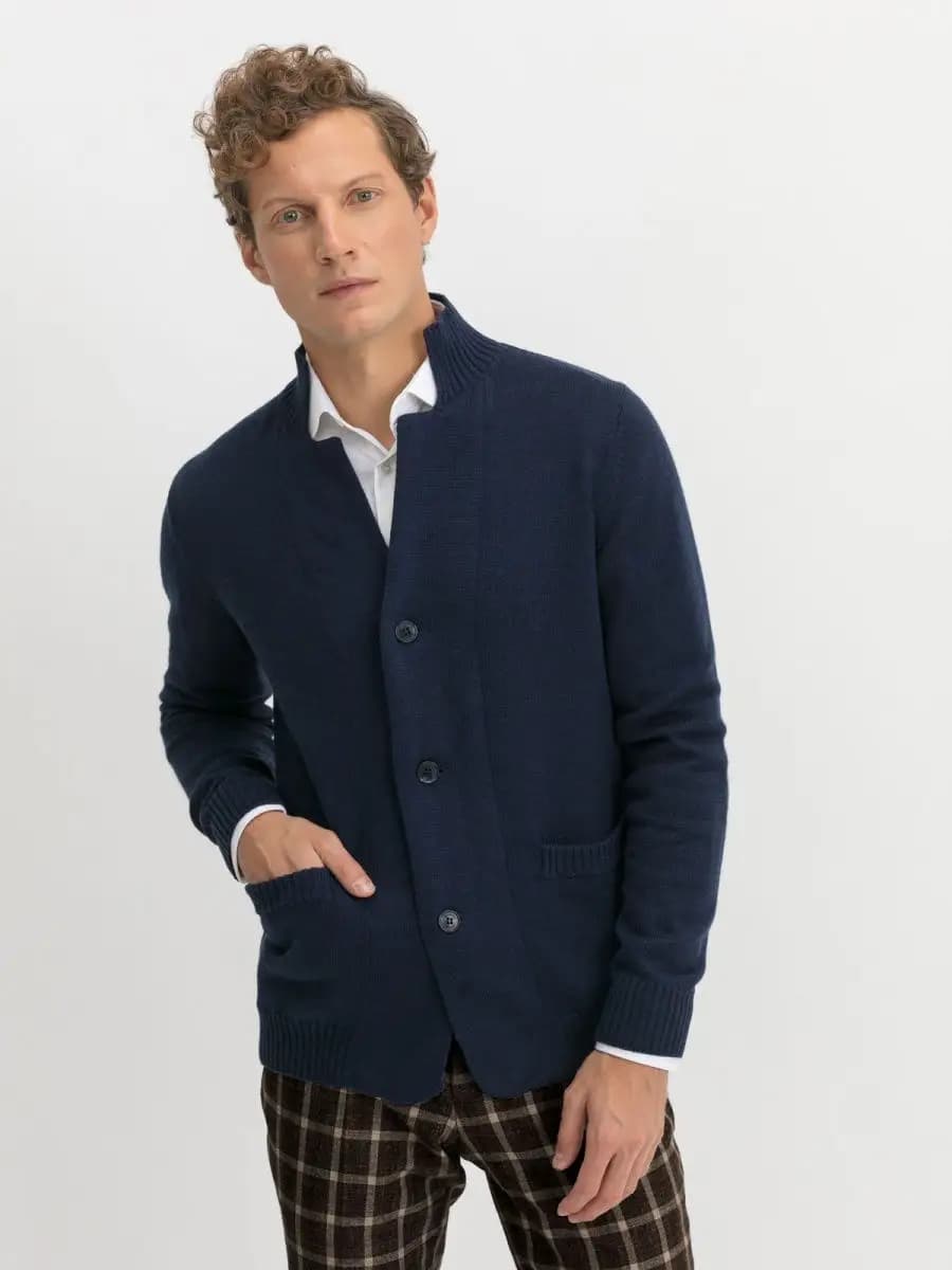 Кардиган мужской на пуговицах, пиджак трикотажный