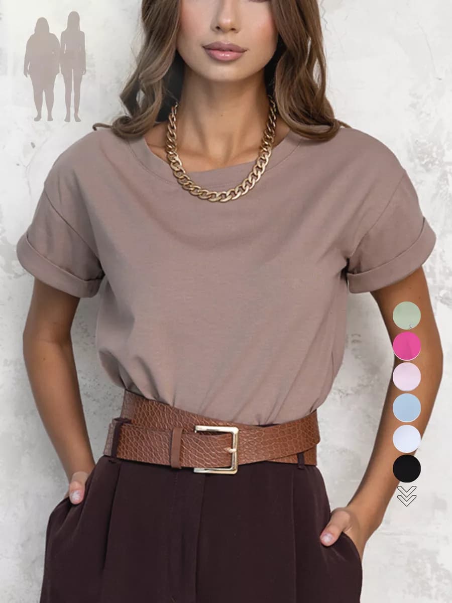 Футболка нарядная оверсайз базовая блузка плотная