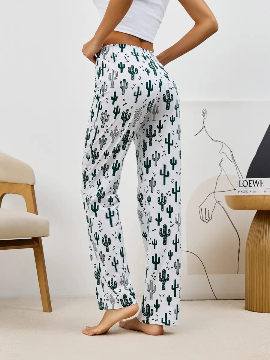 Брюки женские домашние трикотажные прямые хлопок