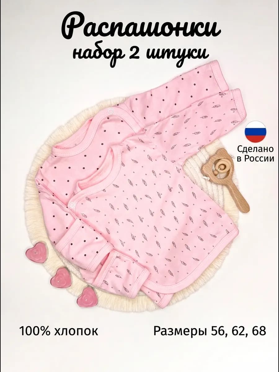 Распашонки для новорожденных на кнопках 2 штуки