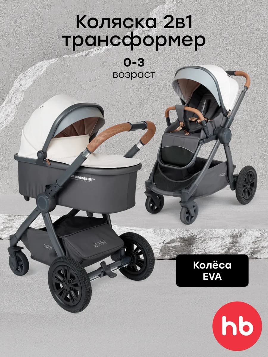 Коляска трансформер для новорожденных 2 в 1 MOMMERPRO