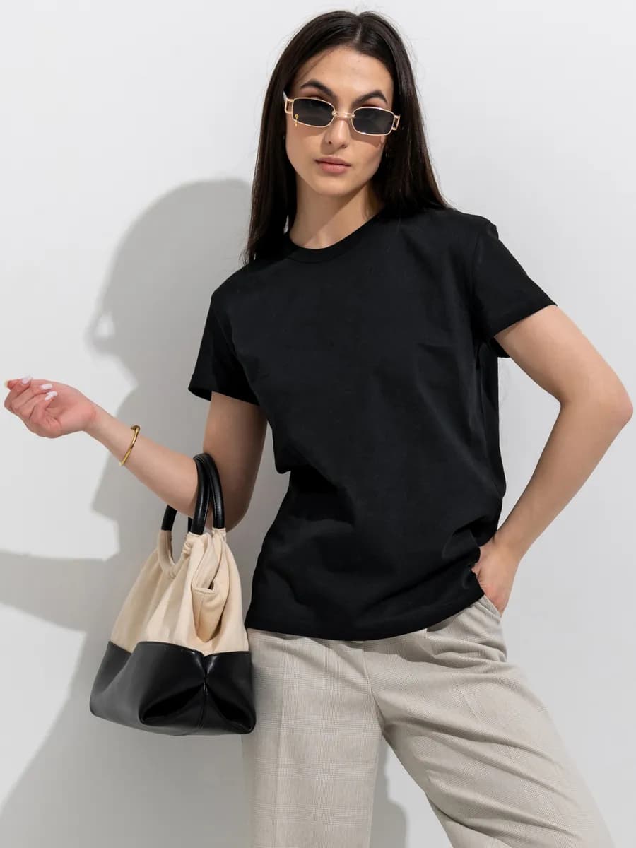 Футболка черная однотонная хлопок 100%