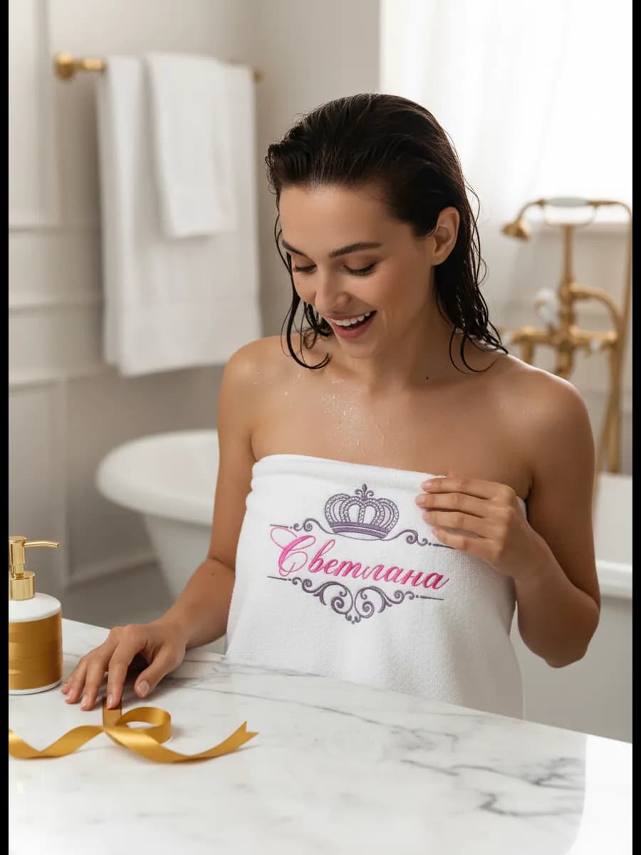 Полотенце банное именное Светлана 70х130 см
