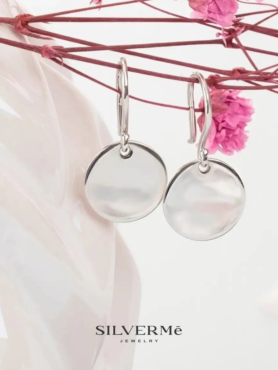 Серьги кольца серебро 925 круглые протяжки висячие