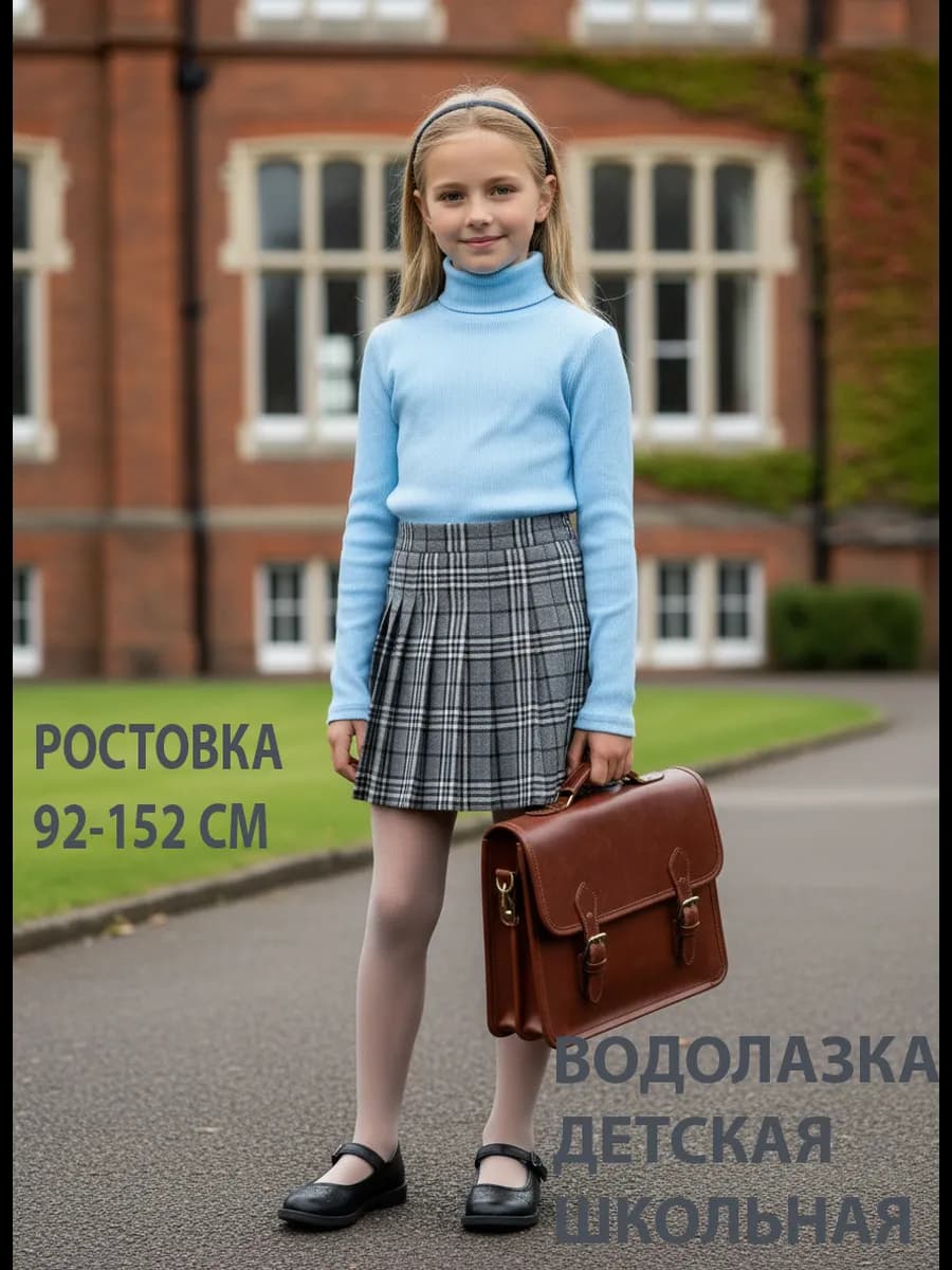 Водолазка детская трикотажная в рубчик лонгслив с горлом