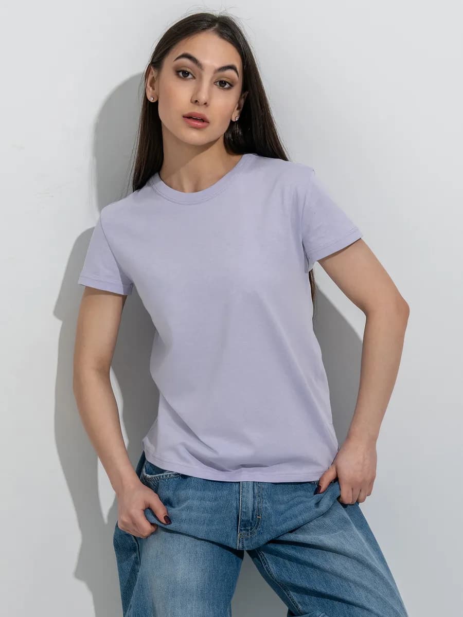 Футболка сиреневая однотонная хлопок