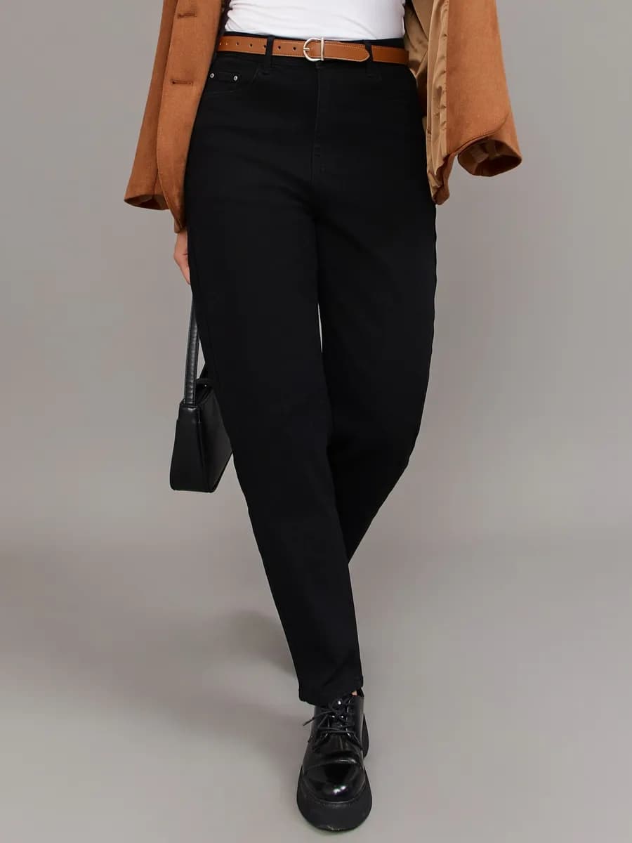 Джинсы бананы высокая посадка прямые mom