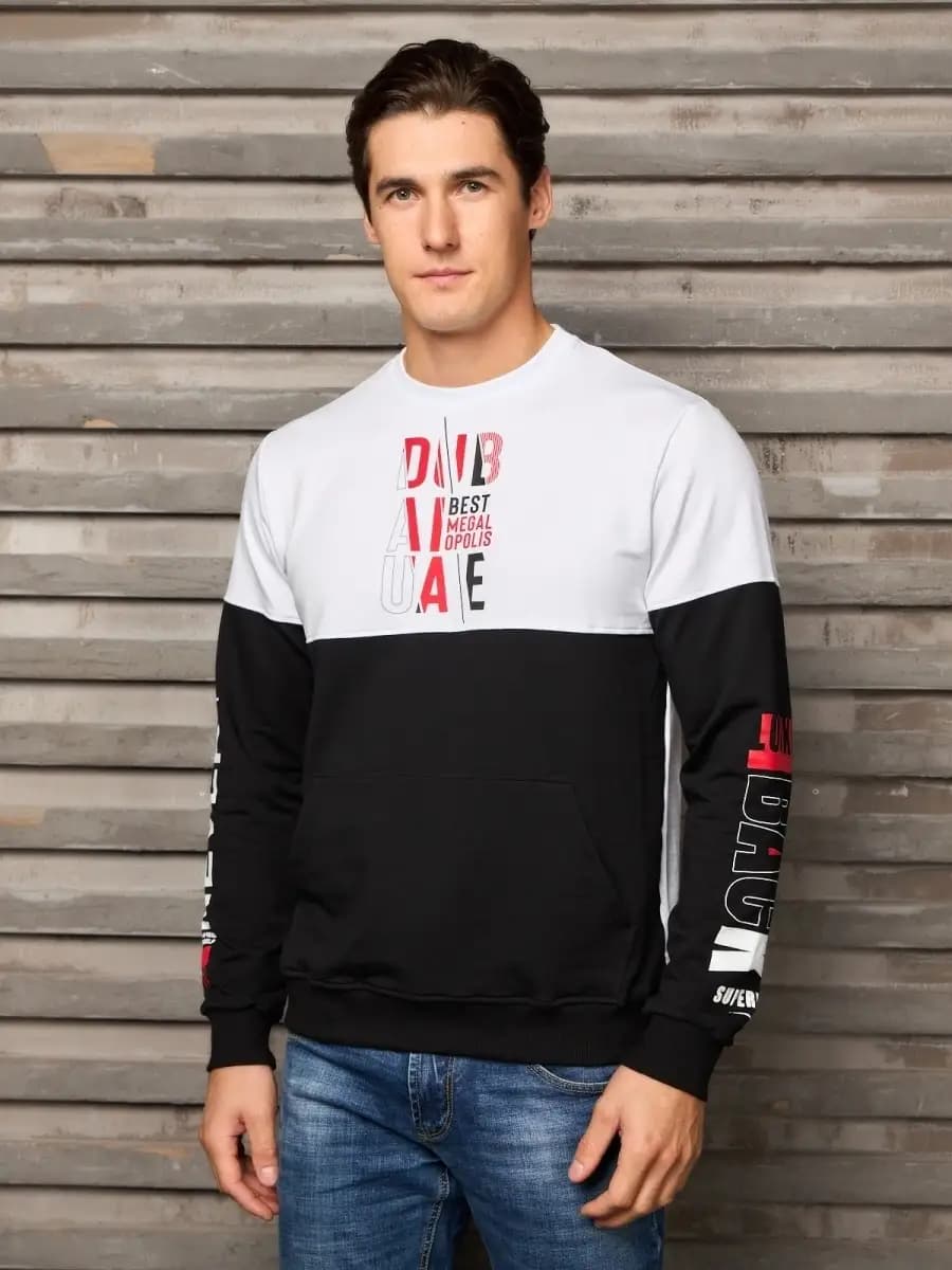 Свитшот оверсайз без начеса с принтом