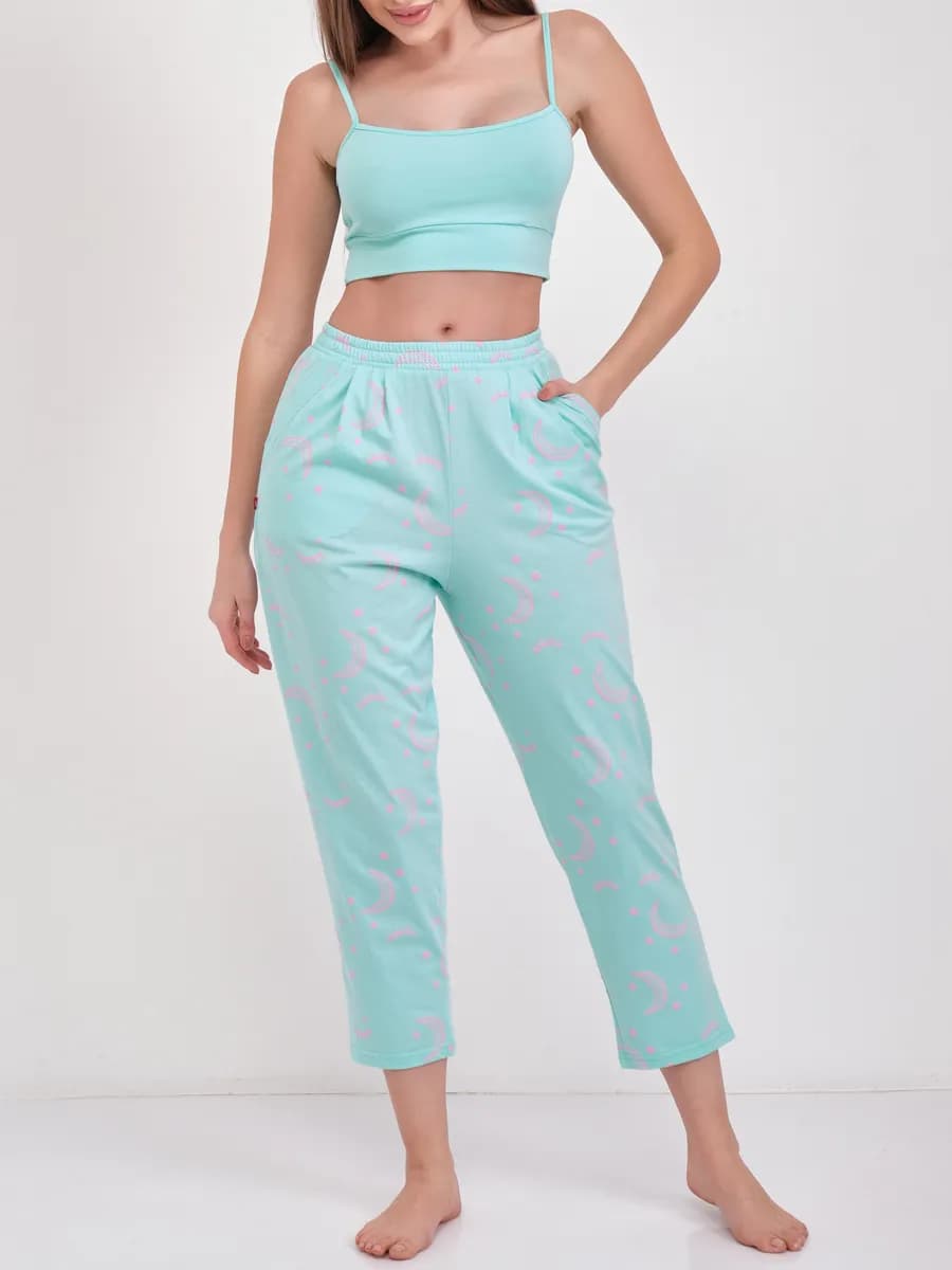 Брюки женские домашние укороченные 7 8 на резинке