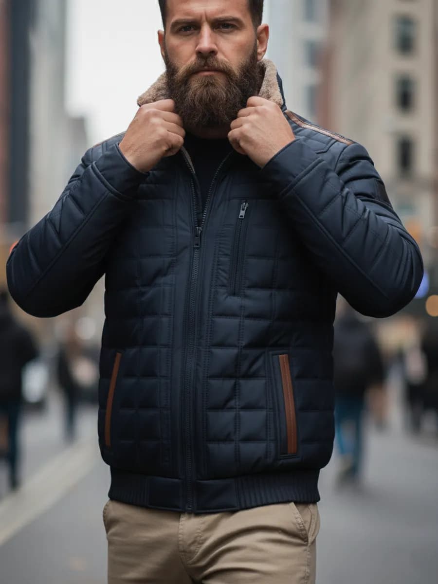 Куртка с мехом стеганая зимняя