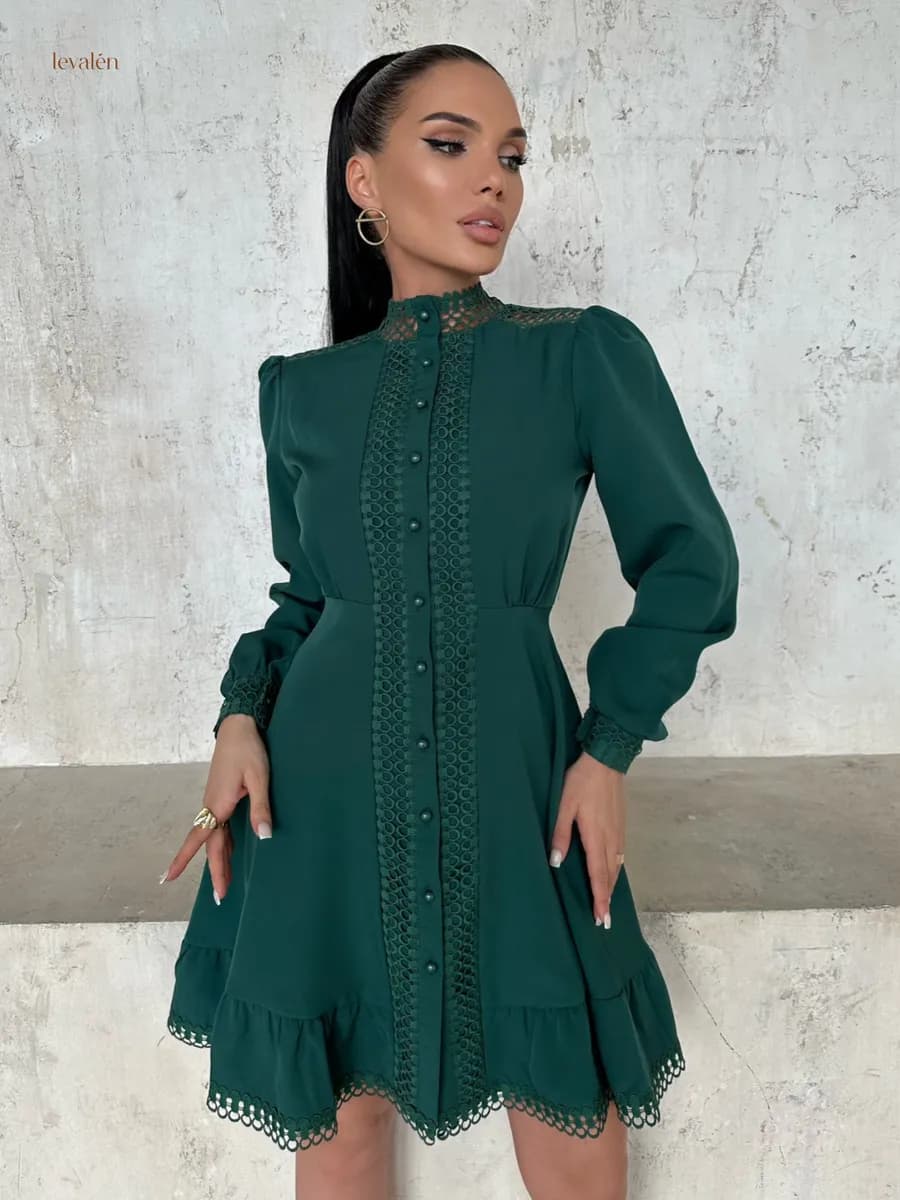 Платье-рубашка короткое с длинным рукавом