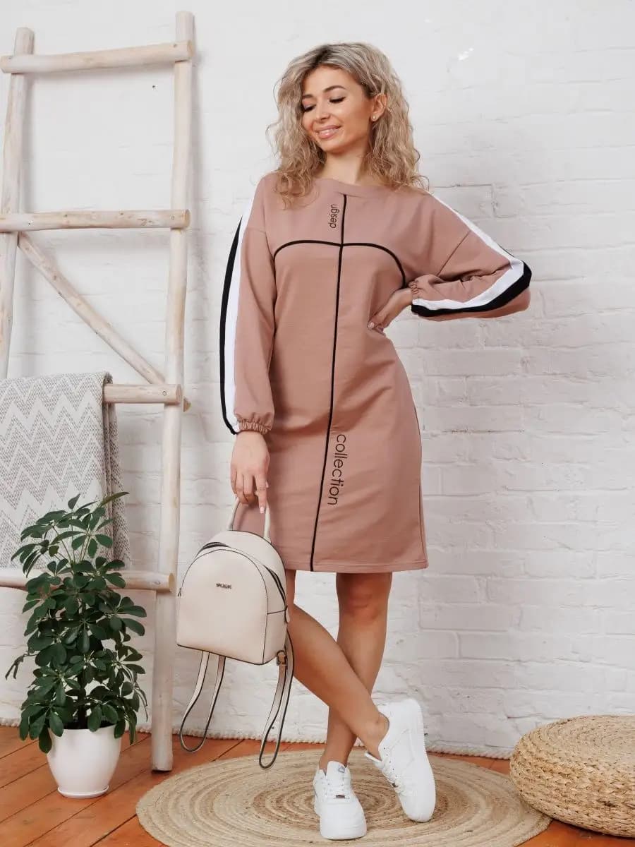 Платье трикотажное повседневное офисное спорт шик