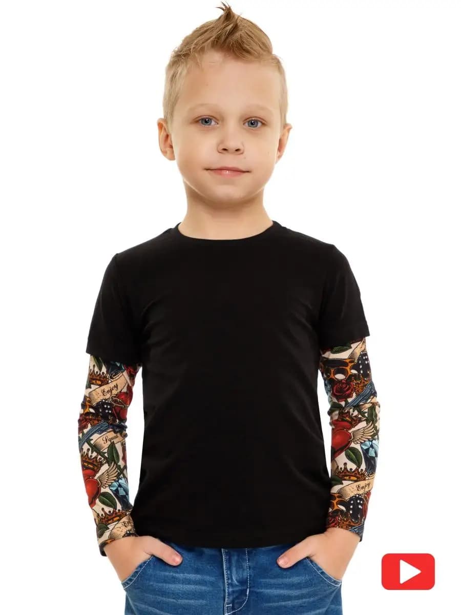 Лонгслив для мальчика с тату-рукавами