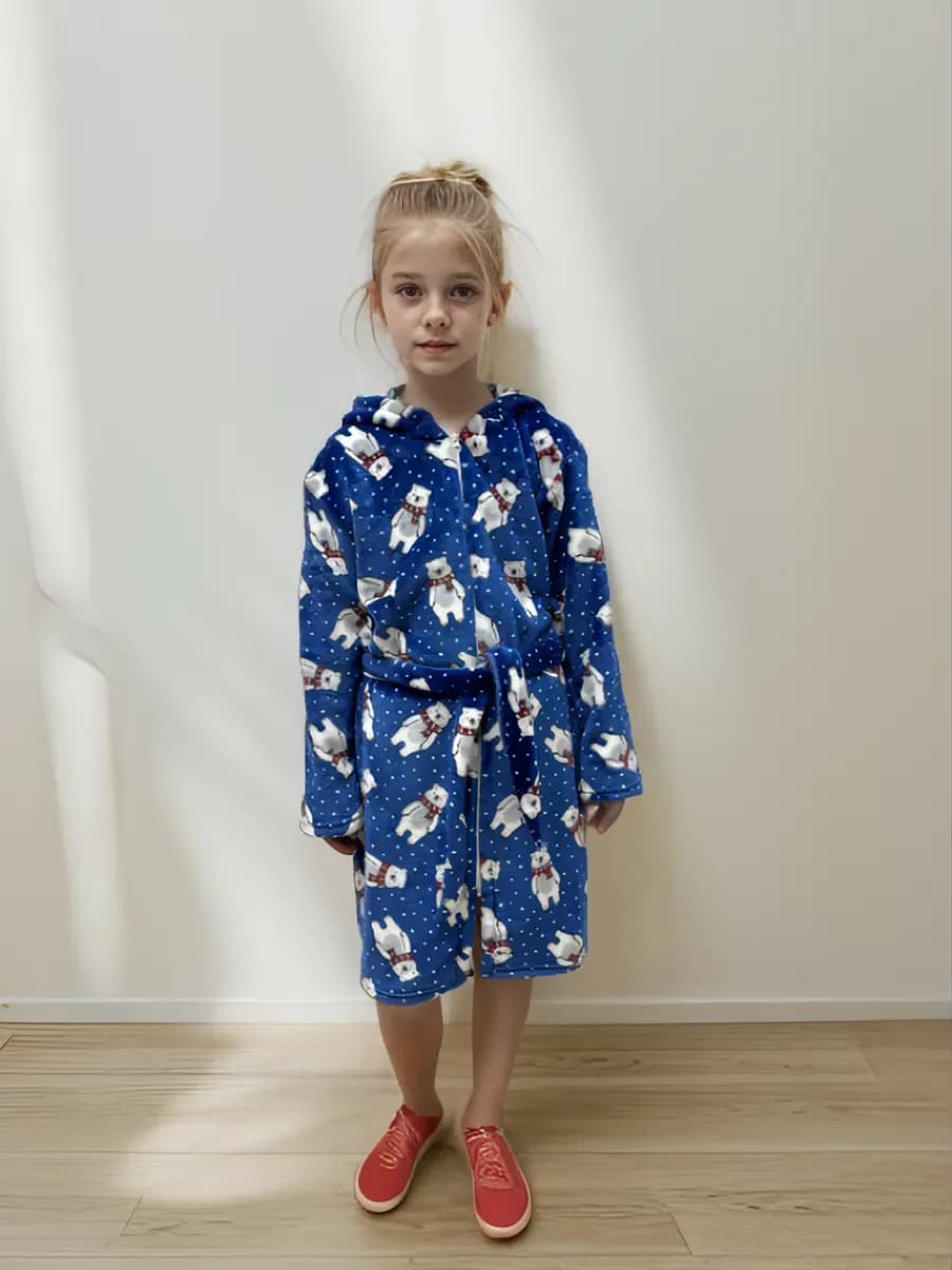 Халат детский махровый домашний молния