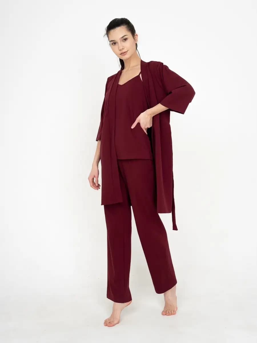 Пижама тройка халат со штанами