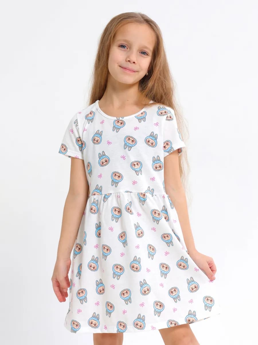 Трикотажное платье для девочки в садик с Лабубу