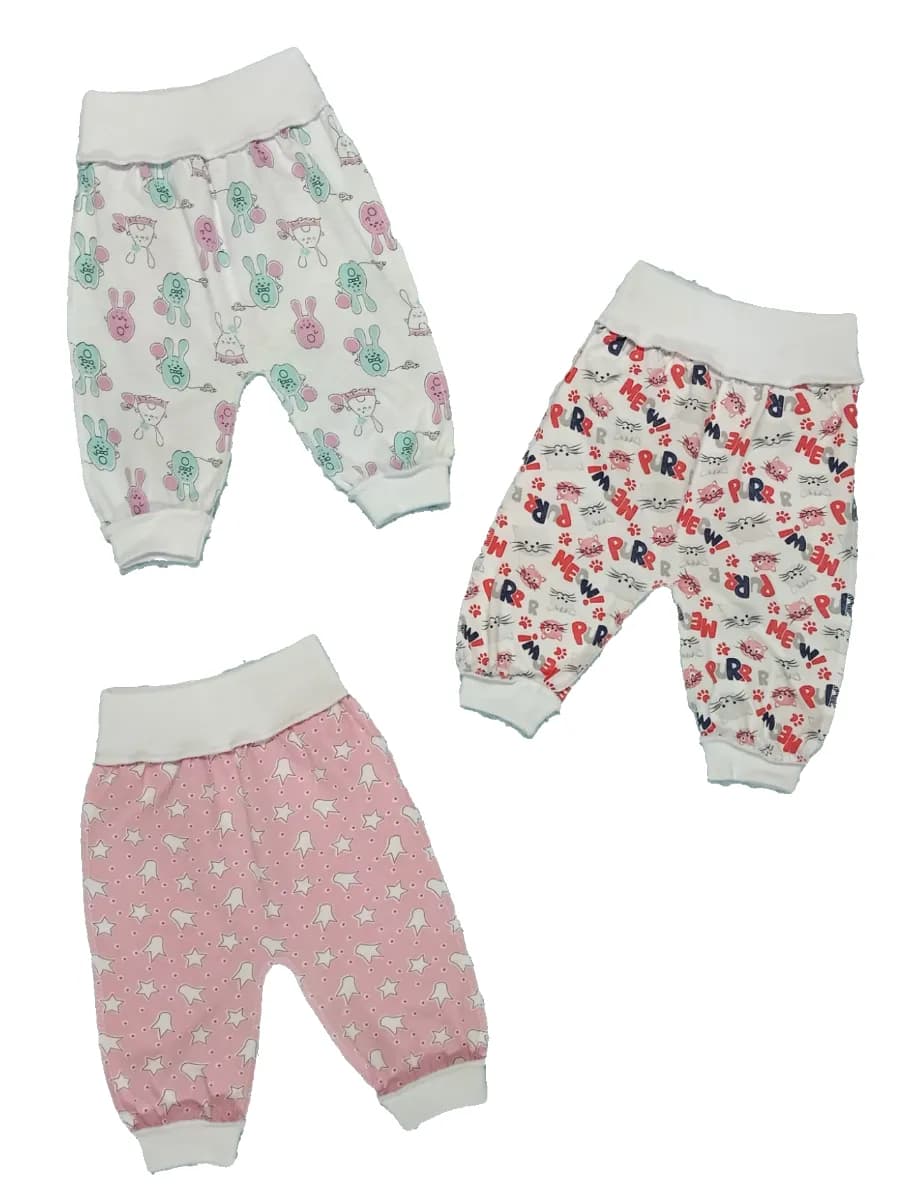 Штанишки для девочки, набор 3 шт из кулирки