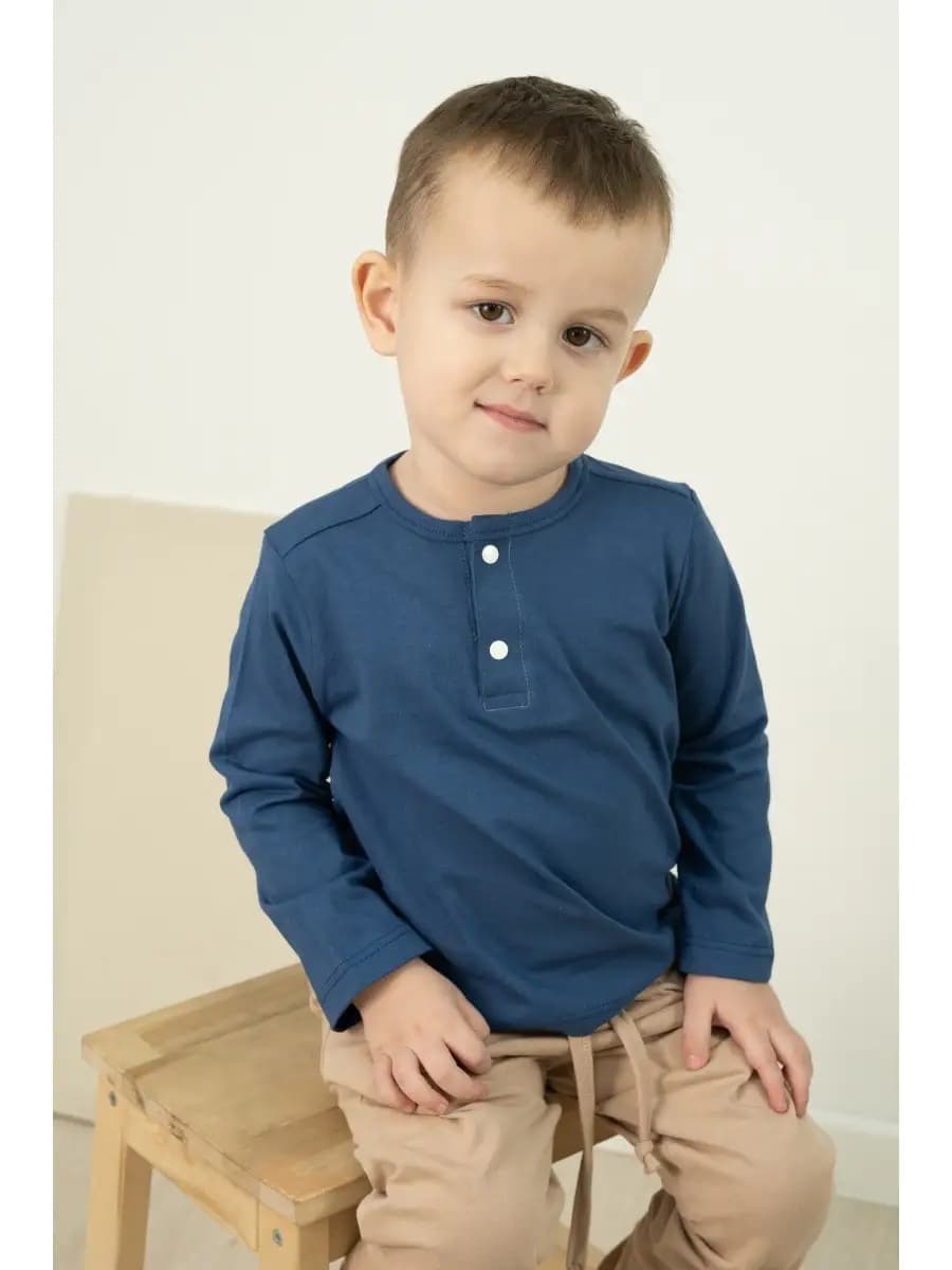 Лонгслив базовый детский на пуговицах