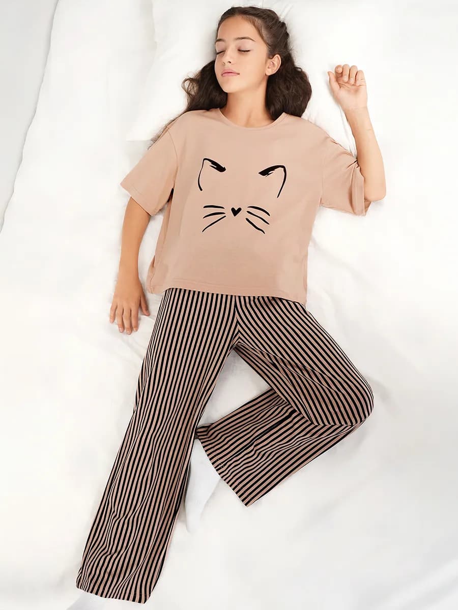 Пижама со штанами и футболкой оверсайз хлопок