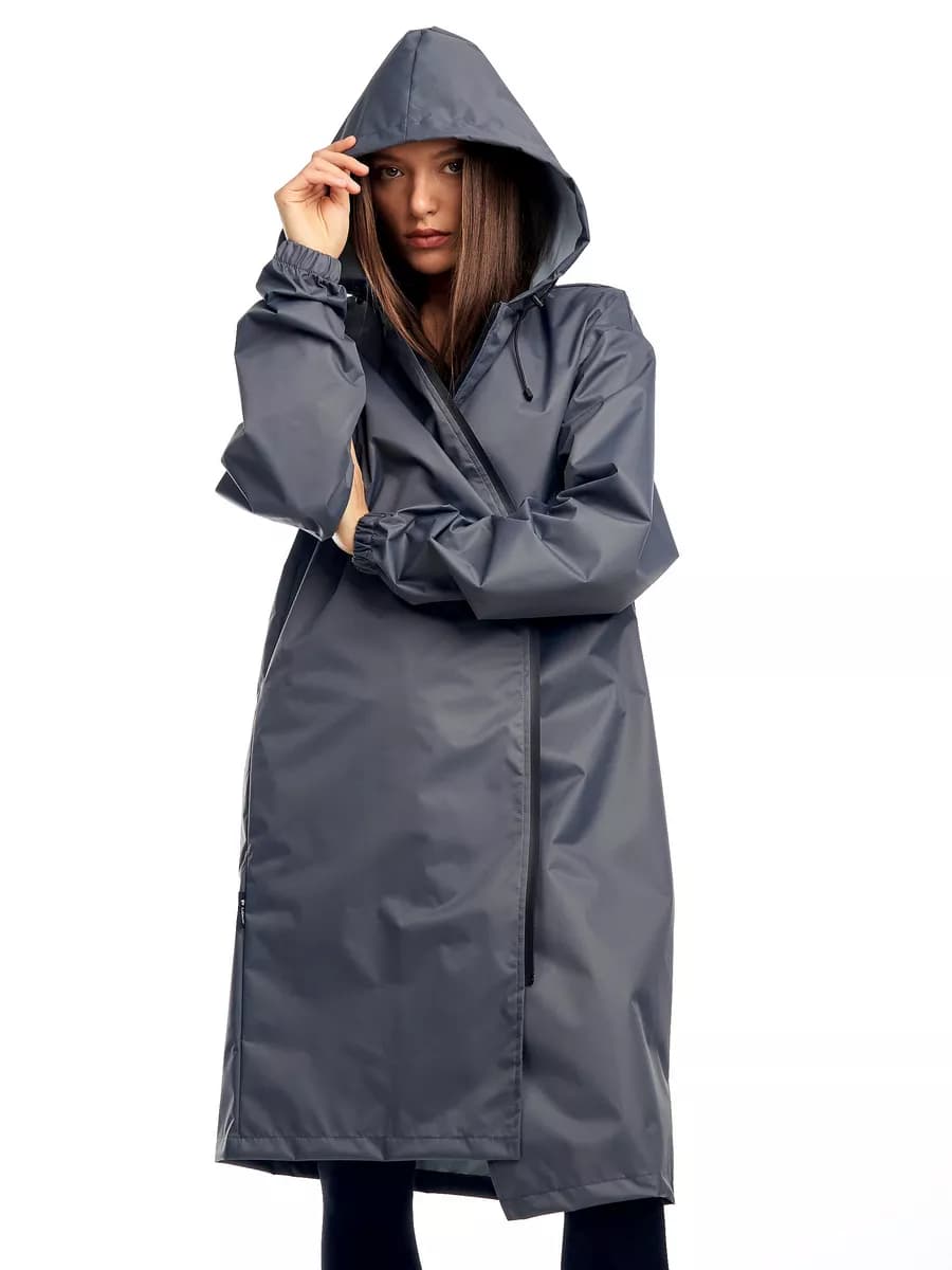 Дождевик женский с капюшоном на молнии