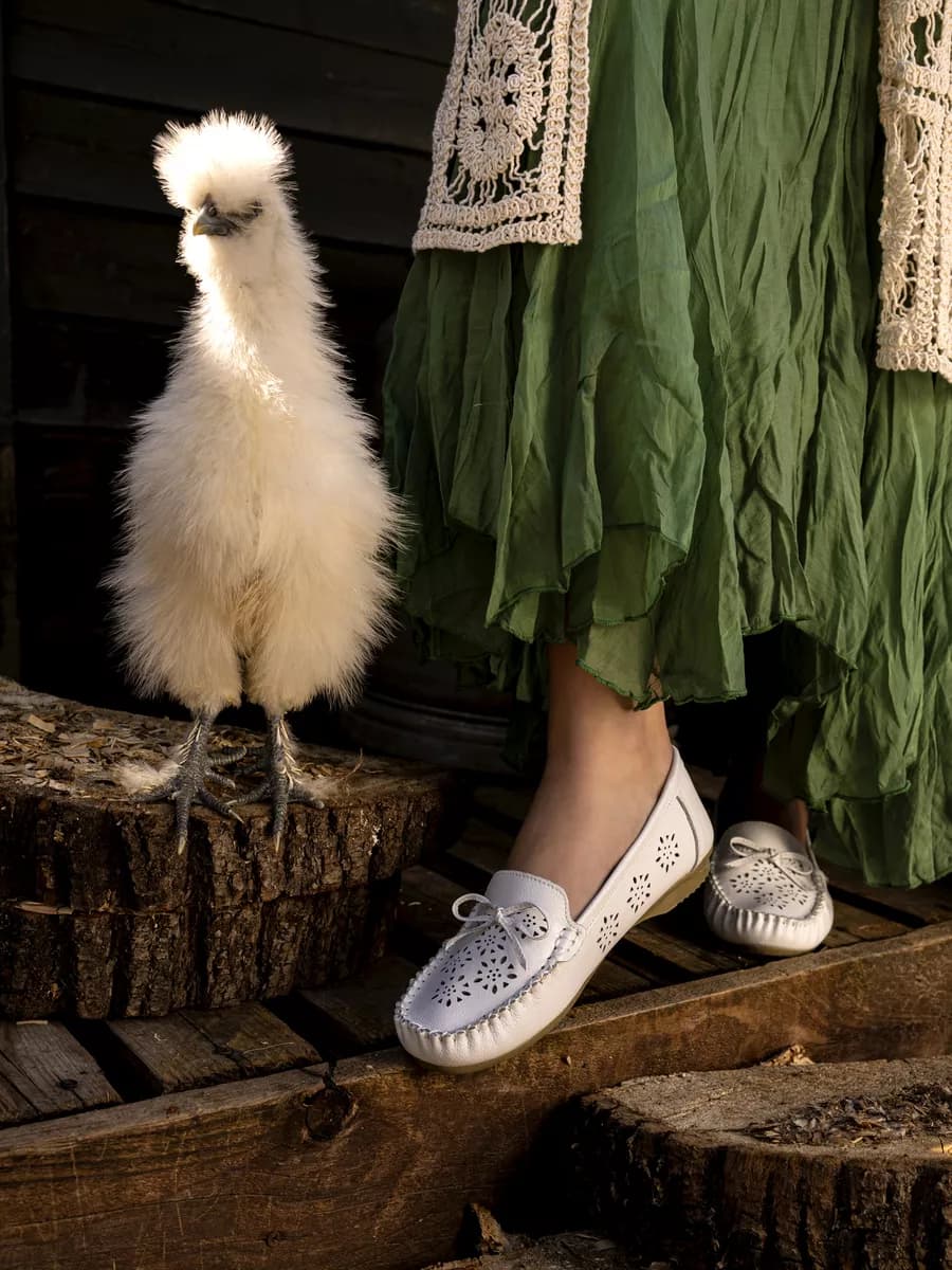 Мокасины из натуральной кожи летние с перфорацией