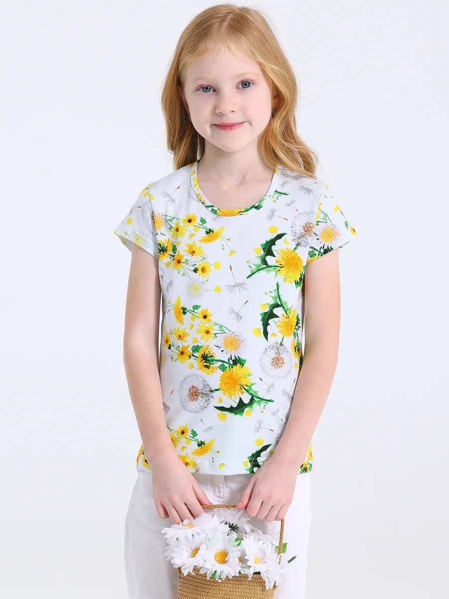 Футболка с принтом одуванчики хлопок 100%