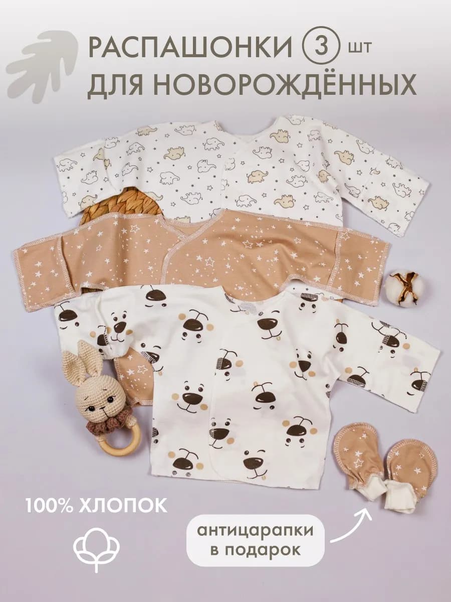Набор распашонок для новорожденных с антицарапками