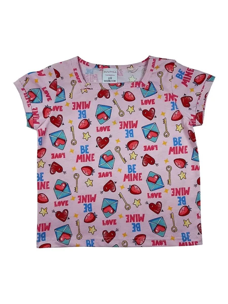 Футболка для девочки летняя хлопковая с принтом